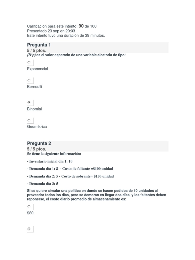Examen Parcial Simulacion Gerencial | PDF | Simulación | Probabilidad