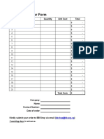 Equipment Order Form: S/N Product Name Quantity Unit Cost Total