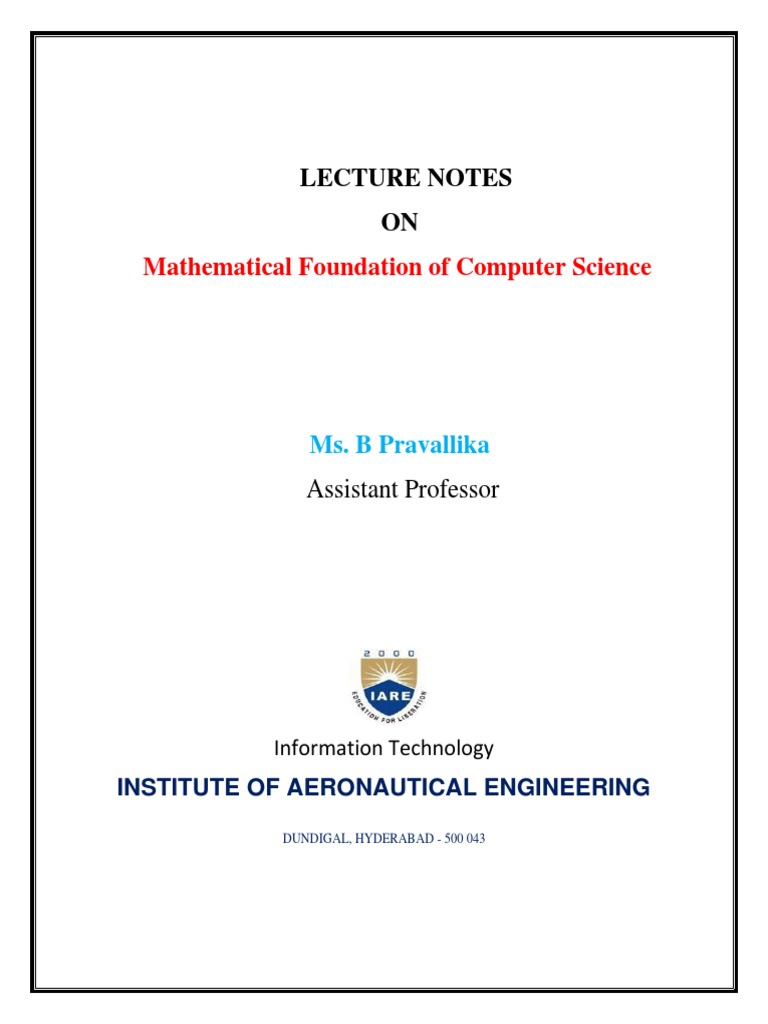 Mfcs Notes | PDF | Syntax (Logic) | Metalogic