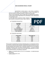 Balance de Materia para El Yogurt