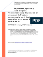 BRATICEVIC Sergio y CABANA Lucas (2013). Politicas Publicas, Agencia y Resistencia Indigena. Contradicciones y Disputas en El Avance de l (..)