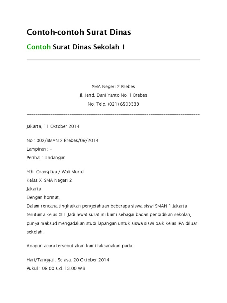 Contoh Surat Dinas Docx