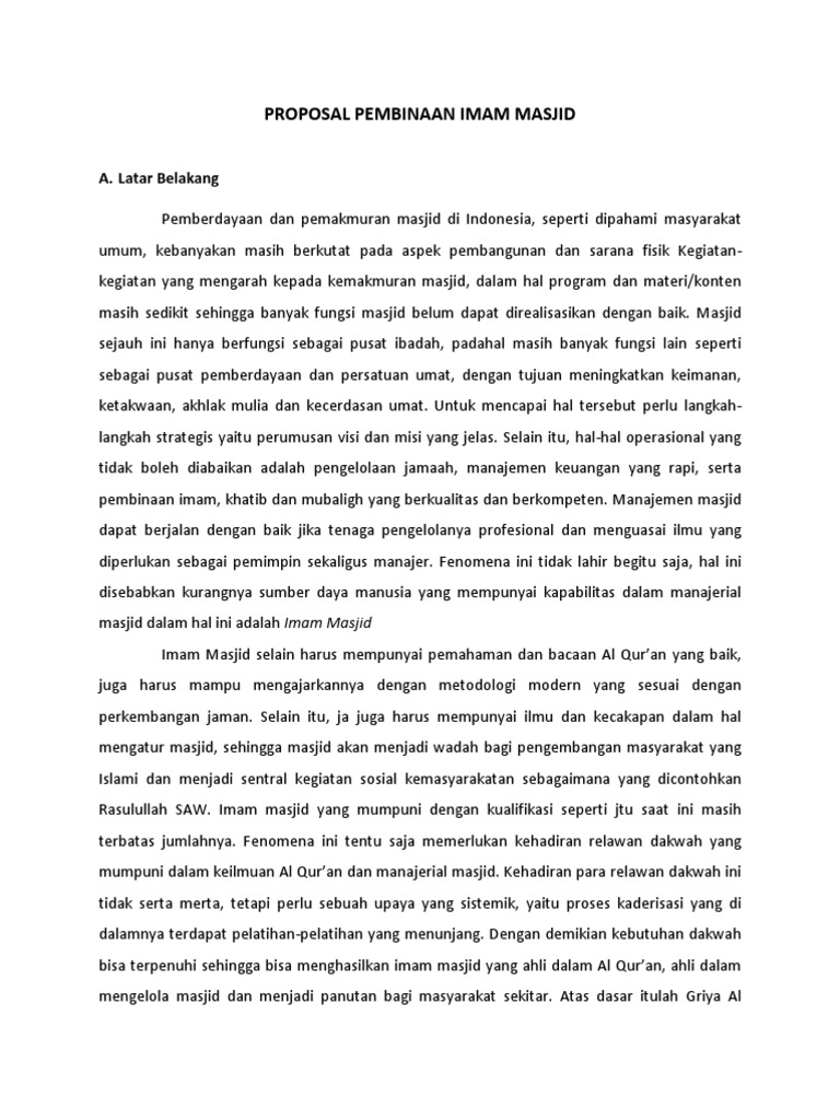 Surat Mohon Peruntukan Yb Untuk Imam Masjid