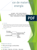 Problema de Combustion de Balance y Materia y Energia