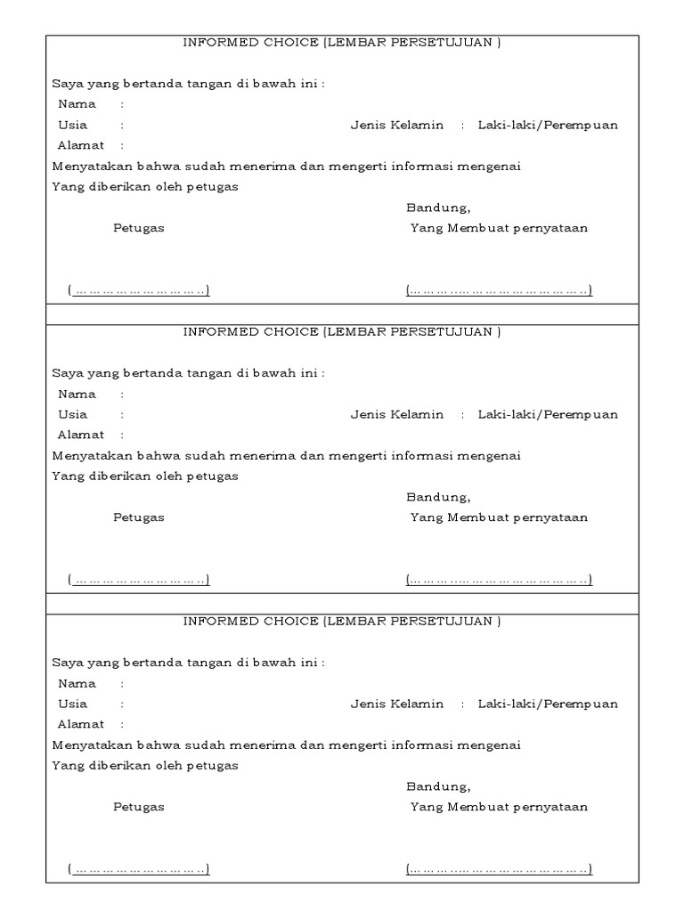 Contoh Lembar Informed Choice Kebidanan | PDF