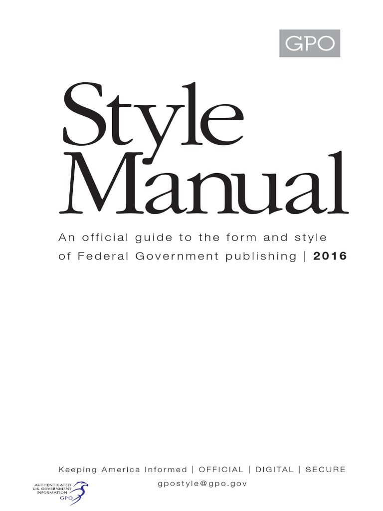 Gpo Stylemanual 2016 United States Government Publishing Office Gpo Stylemanual 2016 United States Government Publishing Office