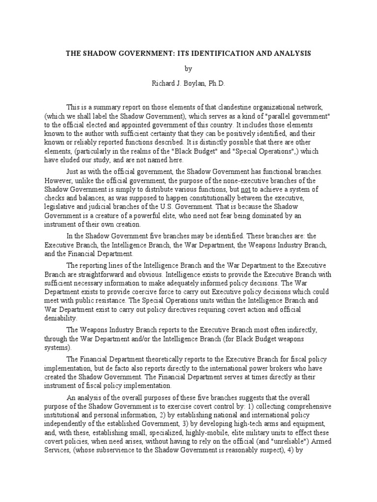 The Shadow Government: Its Identification and Analysis | PDF | National ...