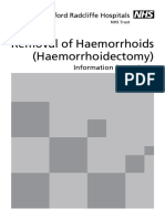 Removal of Haemorrhoids (Haemorrhoidectomy) : Information For Patients