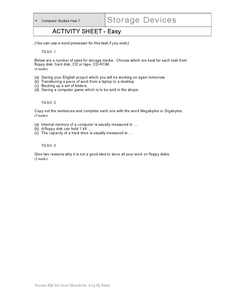 Storage Devices Homework | PDF