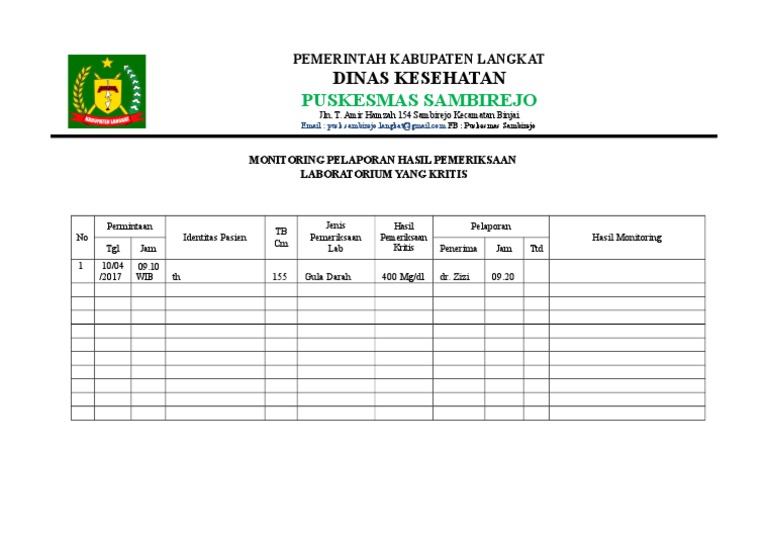 8 1 4 Ep 5 Hasil Monitoring Pelaporan Hasil Pemeriksaan Lab Kritis