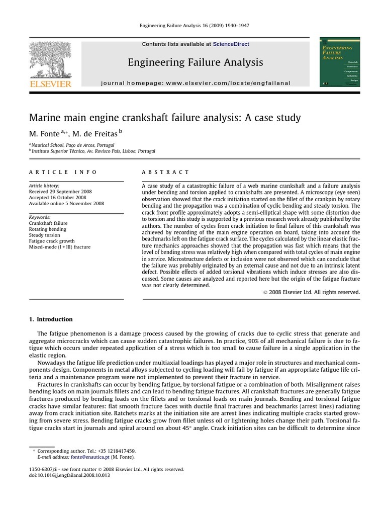Crankshaft Failure Analysis in Marine Engines | PDF | Fatigue (Material ...