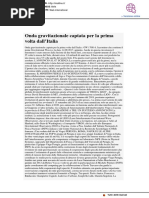 Onda gravitazionale captata per la prima volta in Italia - Il Mattino.it, 27 settembre 2017