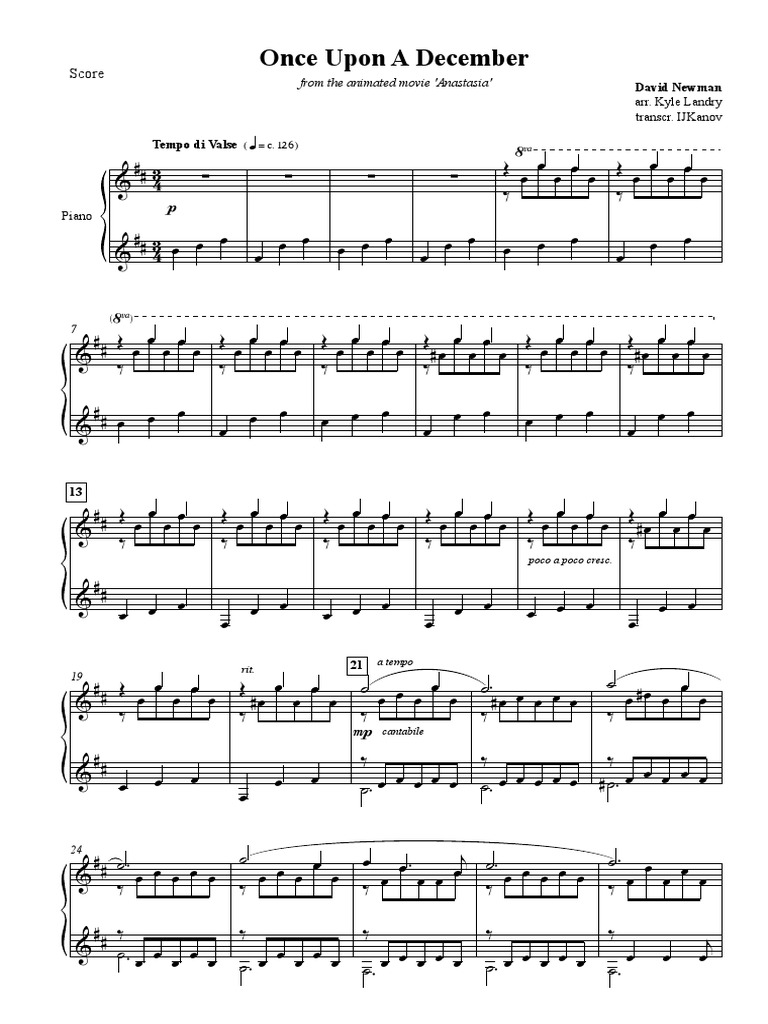 Once Upon A December Piano Sheet Music