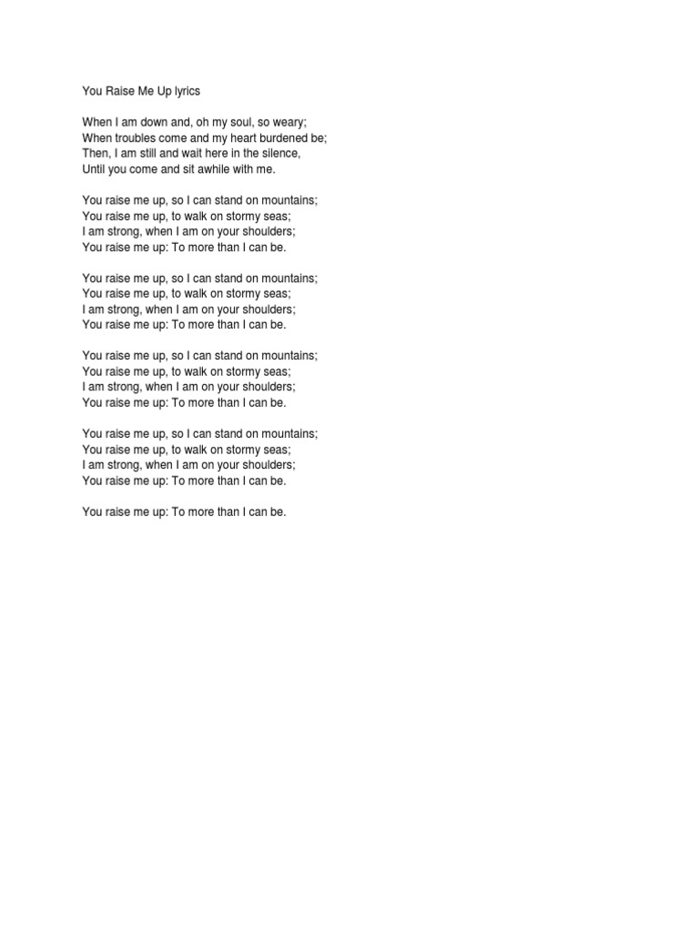 You Raise Me Up Deutsch Text