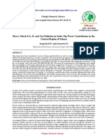 Heavy Metal Cu Fe and Zn Pollution in Soils Pig Waste Contribution in the Central Region of Ghana