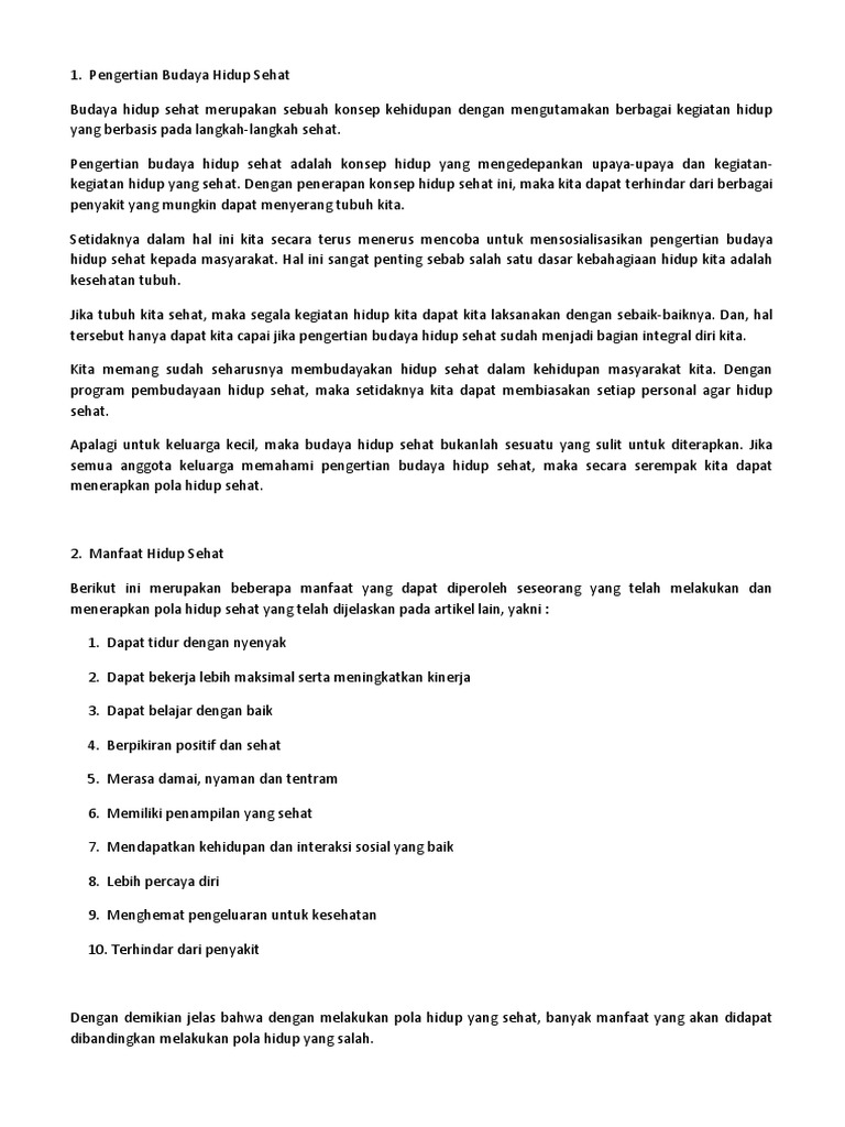 Makalah Budaya Hidup Sehat