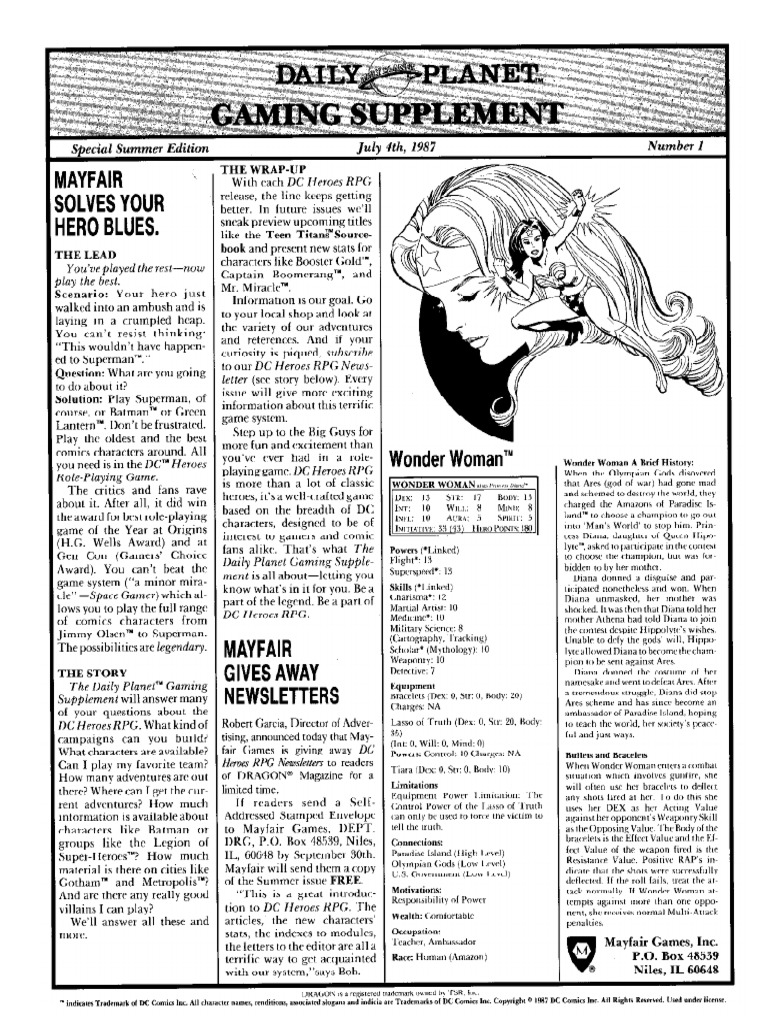 DC Heroes RPG in Dragon Magazine PDF | PDF