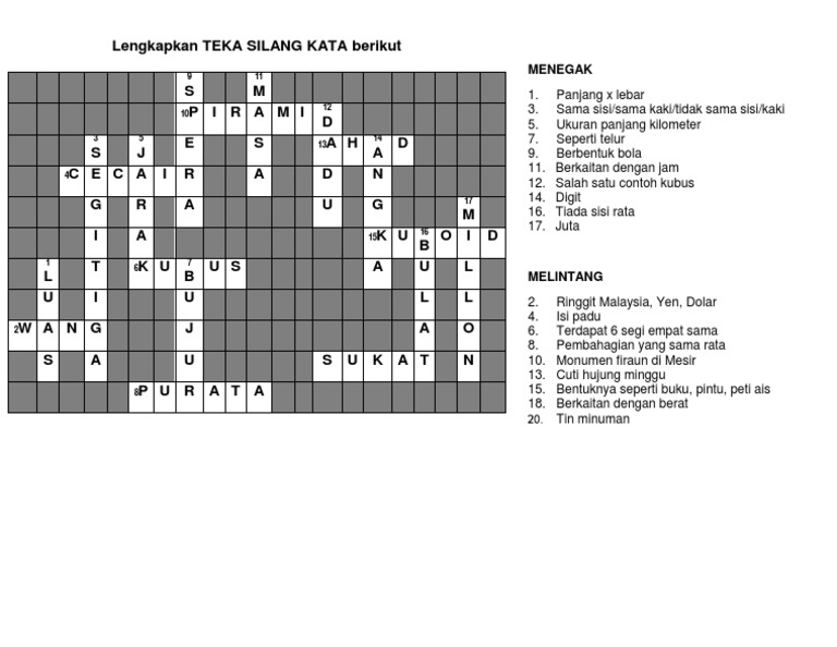 Teka Silang Kata Matematik Lengkap Pdf