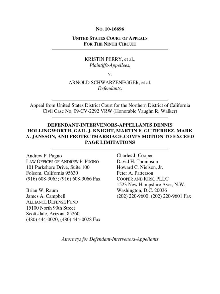 Motion to Exceed Page Limits COMPLETE California Proposition 8 (2008) Judiciaries
