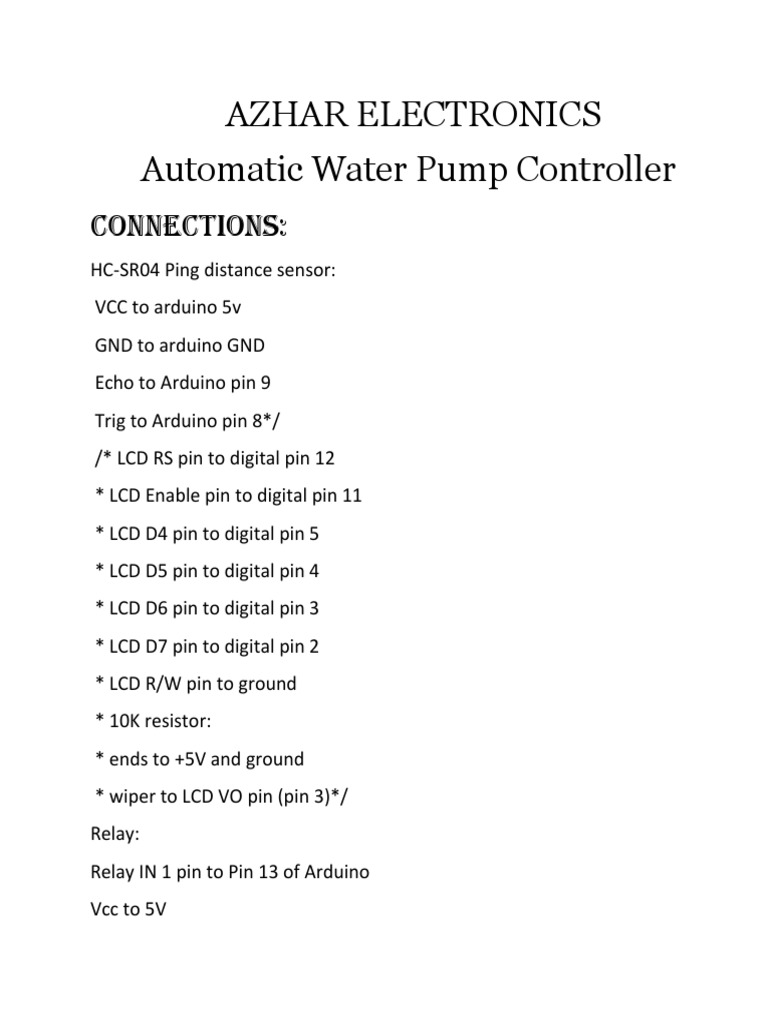 Automatic Water Pump Controller Guide | PDF | Computers