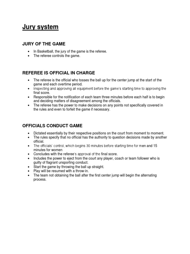 Jury System: Jury of The Game | PDF | Referee | Games Of Physical Skill