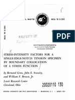 Stress-Intensity Factors For A Single-Edge-Notch Tension Specimen by Boundary Collocation of A Stress Function