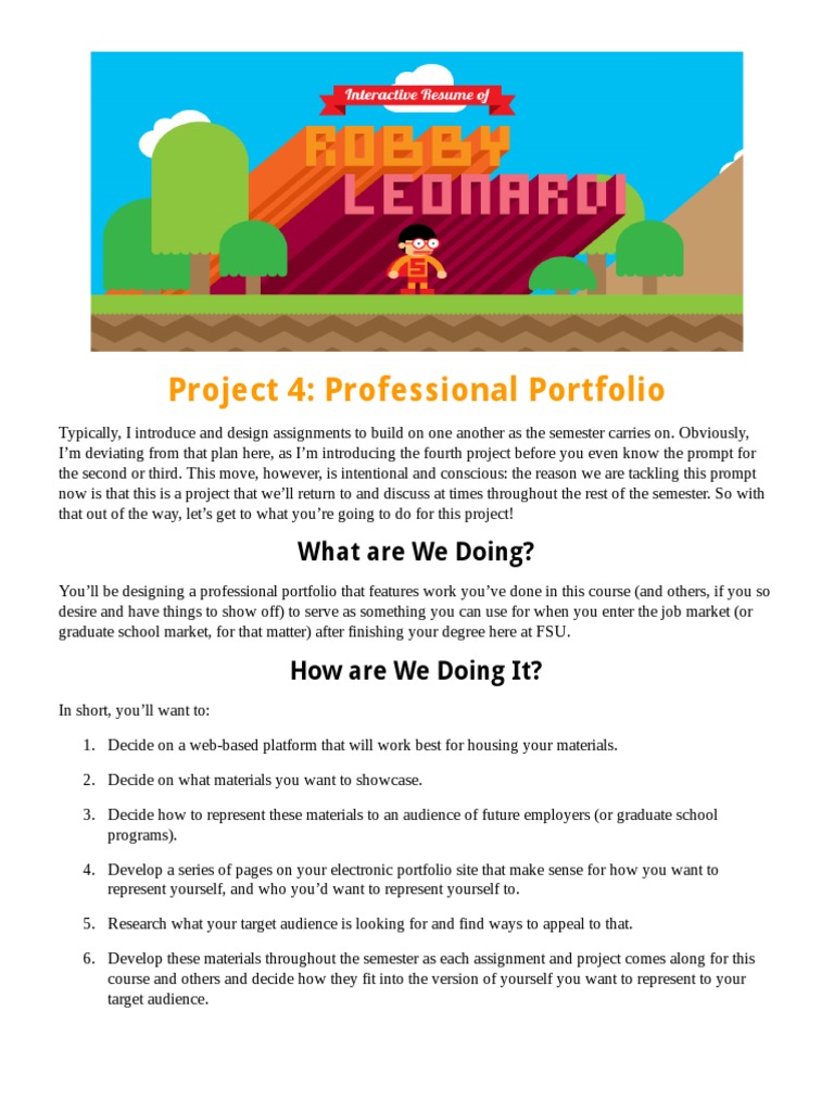 project 4 professional portfolio assignment sheet Internship