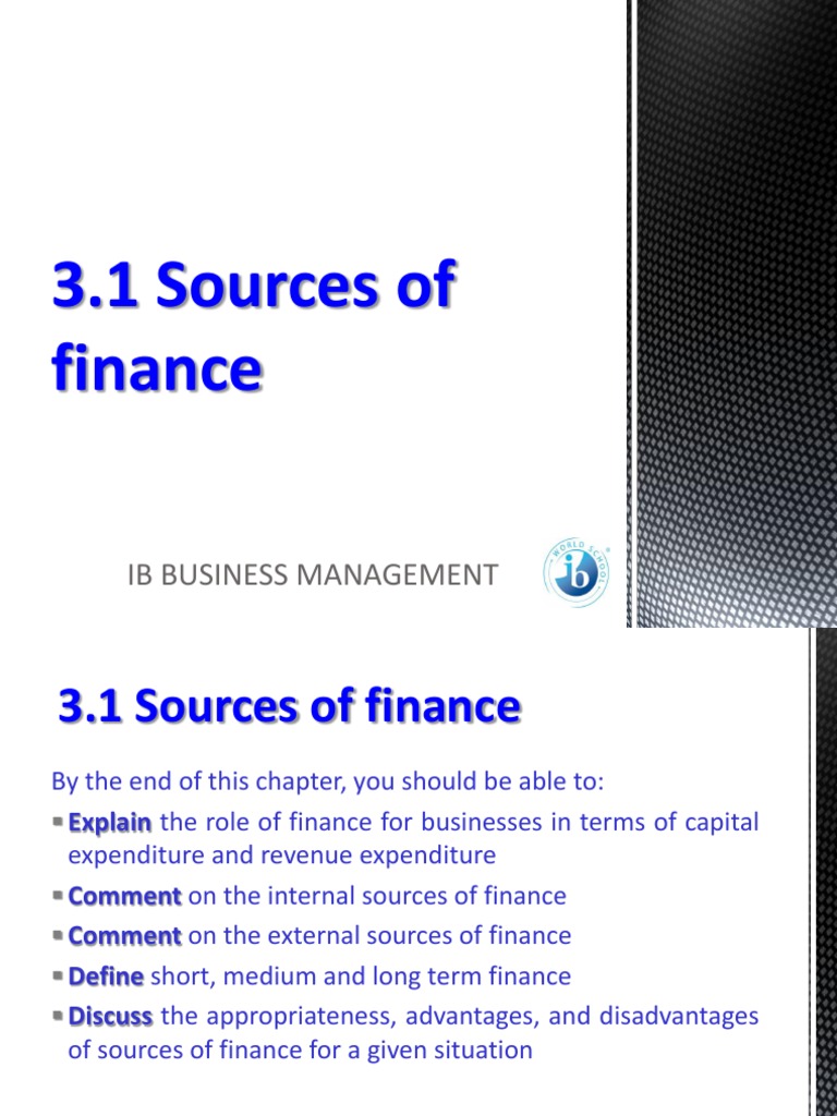 003251-3.1 Sources of Finance | PDF | Loans | Interest