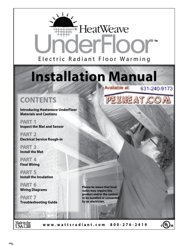 Watts Radiant HeatWeave Under Floor ManualEn20080501 PDF Electrical Resistance And