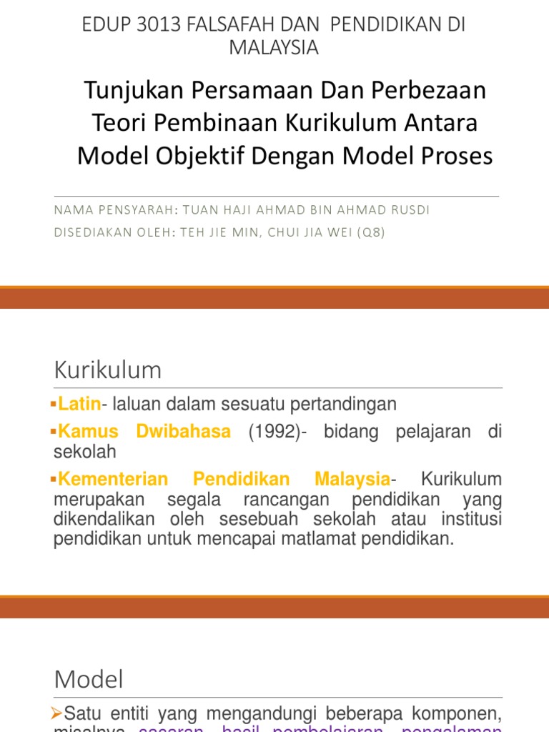 Persamaan Dan Perbezaan Teori Pembinaan Kurikulum Antara 