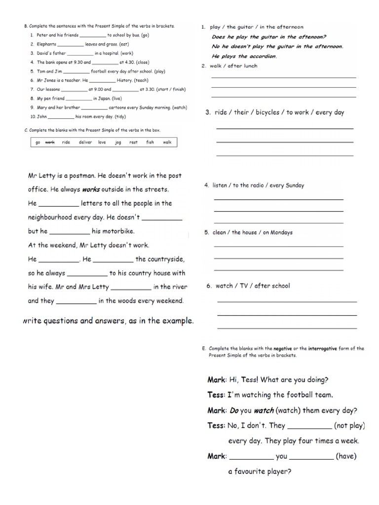 Present Simple Exercises | PDF