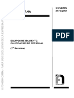 3175-2001 NVC Equipos de Izamiento - Clasificacion de Personal PDF