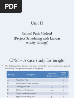 Unit II: Critical Path Method (Project Scheduling With Known Activity Timings)