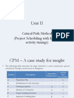 Unit II: Critical Path Method (Project Scheduling With Known Activity Timings)