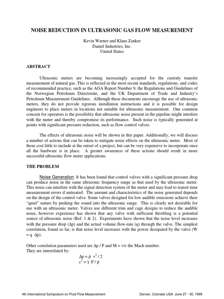 Noise Mitigation in Ultrasonic Flow Meters | PDF | Flow Measurement ...