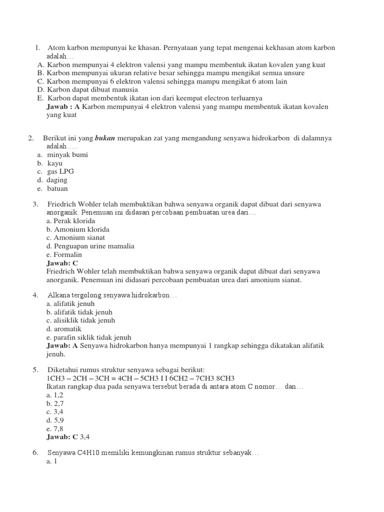 Senyawa C4h10 Memiliki Kemungkinan Rumus Struktur Sebanyak  