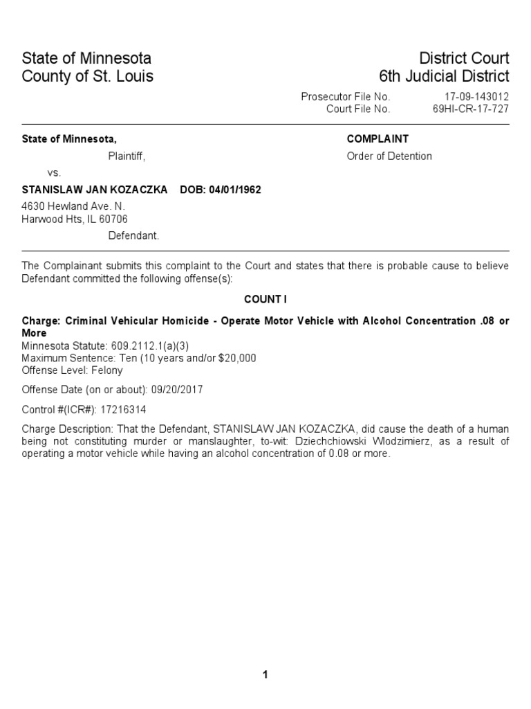 Boat Accident Complaint PDF Arrest Bail