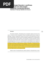 Psicologia Escolar e Políticas Públicas Em Educação Desafios Contemporâneos