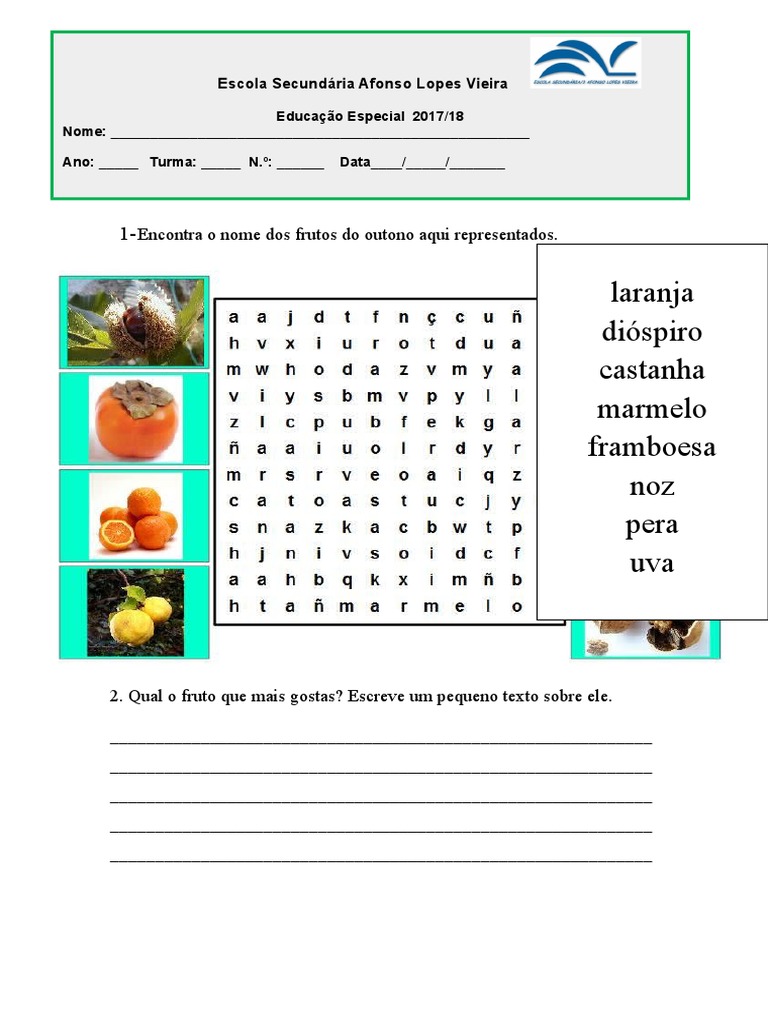 Sopa De Letras Frutos Outono Doc