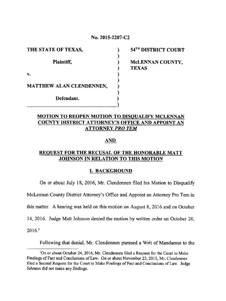 The State of Texas v. Matthew Alan Clendennen PDF
