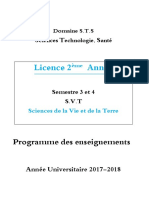 Programme 2017-2018 SVT 2eme Année