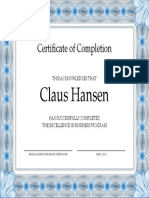 Claus Hansen: Certificate of Completion