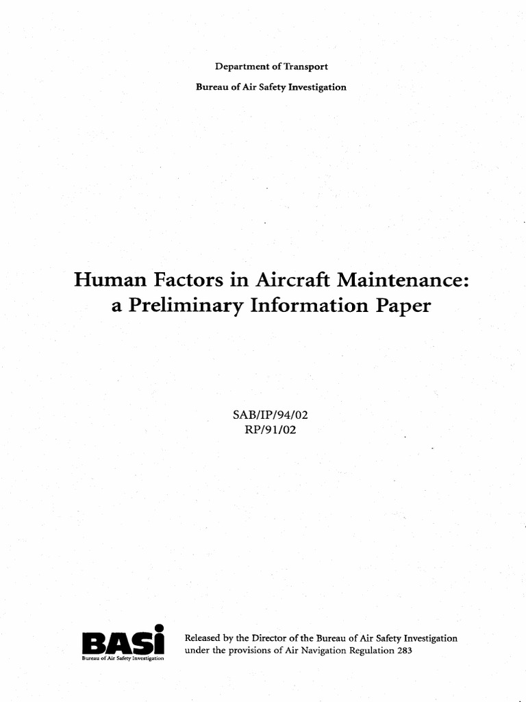 Human Factors in Aircraft Maintenance | PDF | Human Factors And ...
