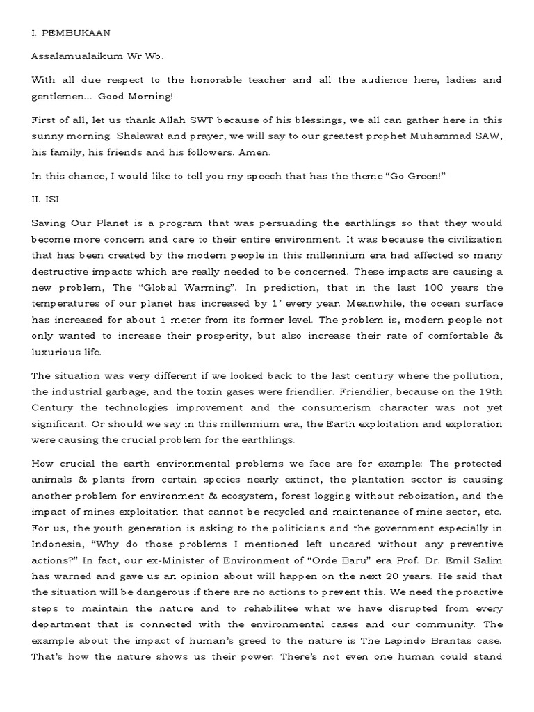 Speech Go Green Environmentalism Nature