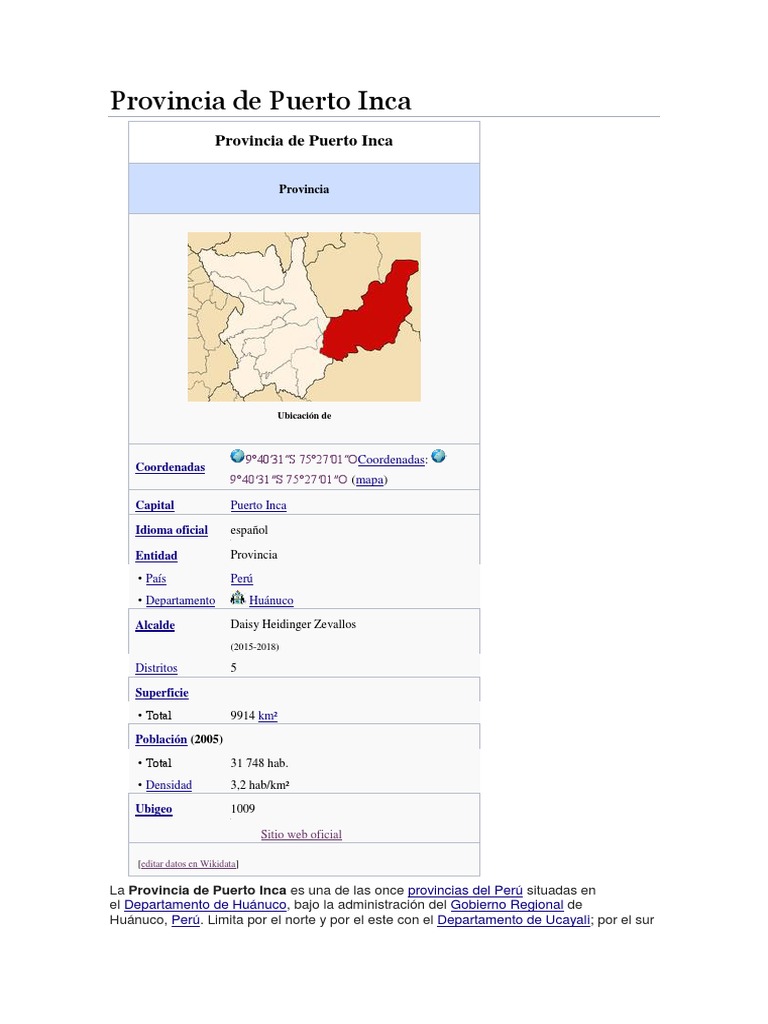 Provincia de Puerto Inca | PDF | Naturaleza