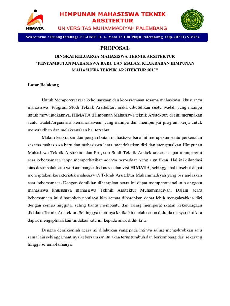Proposal Makrab HIMPUNAN MAHASISWA TEKNIK ARSITEKTUR HIMATA