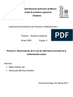 Determinación principal ruta eliminación sulfacetamida sódica