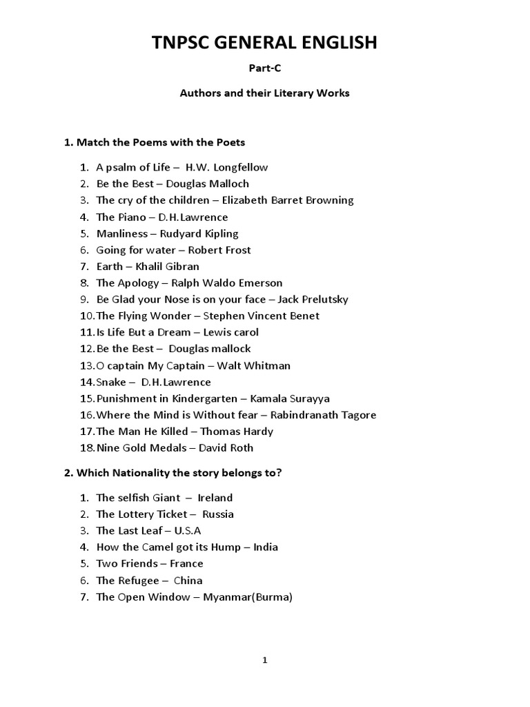 TNPSC General English Part C | PDF