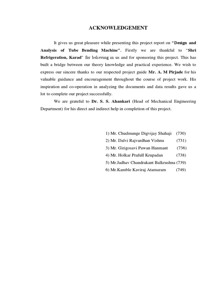 Acknowledgement | PDF | Career & Growth | Technology & Engineering