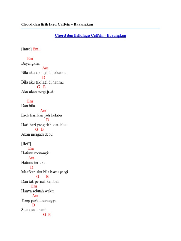 Chord Dan Lirik Lagu Caffein Bayangkan Pdf